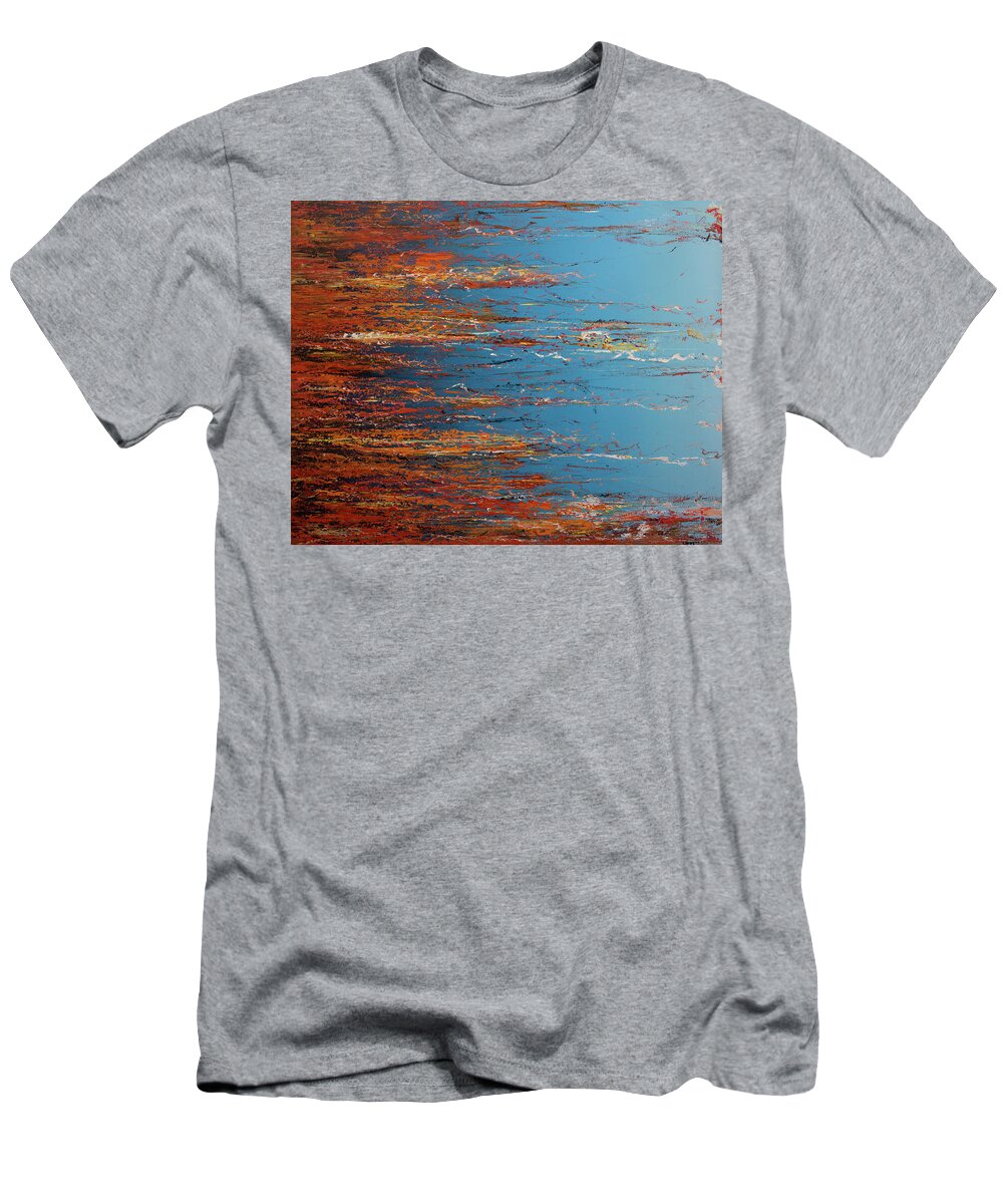 Derek Kaplan Art T-Shirt featuring the painting Opt.18.17 Happy Being A Dreamer by Derek Kaplan