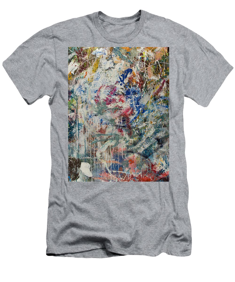 Derek Kaplan Art T-Shirt featuring the painting Opt.52.15 Studio Wall by Derek Kaplan