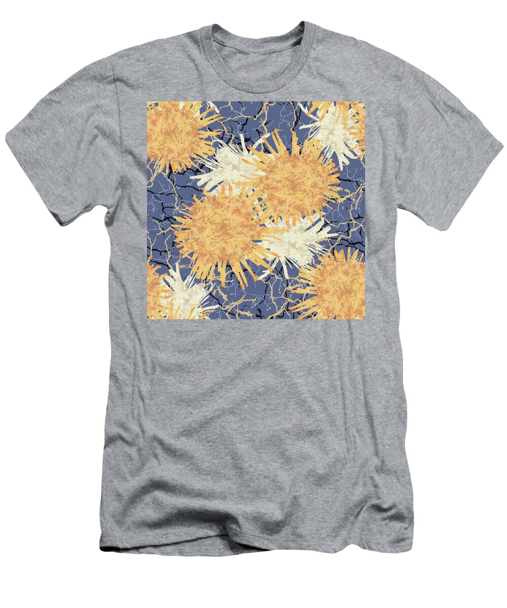 Orange T-Shirt featuring the digital art Orange Cobwebs Pattern by April Burton