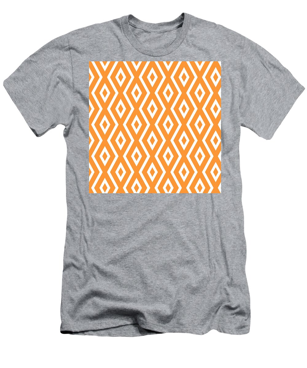 Orange T-Shirt featuring the mixed media Orange Diamond Pattern by Christina Rollo
