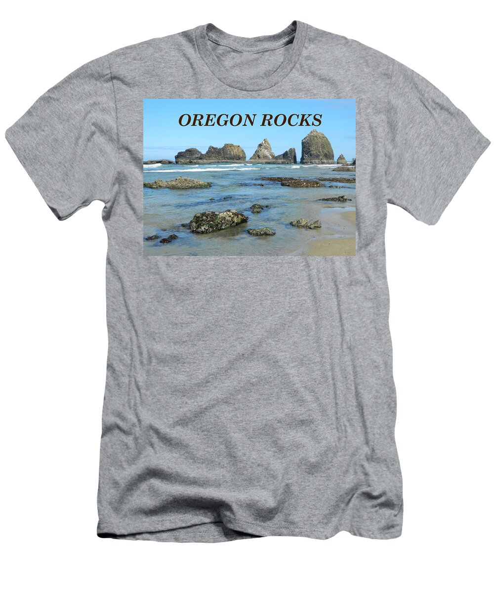 Oceanside T-Shirt featuring the photograph Oregon Rocks Landscape by Gallery Of Hope 