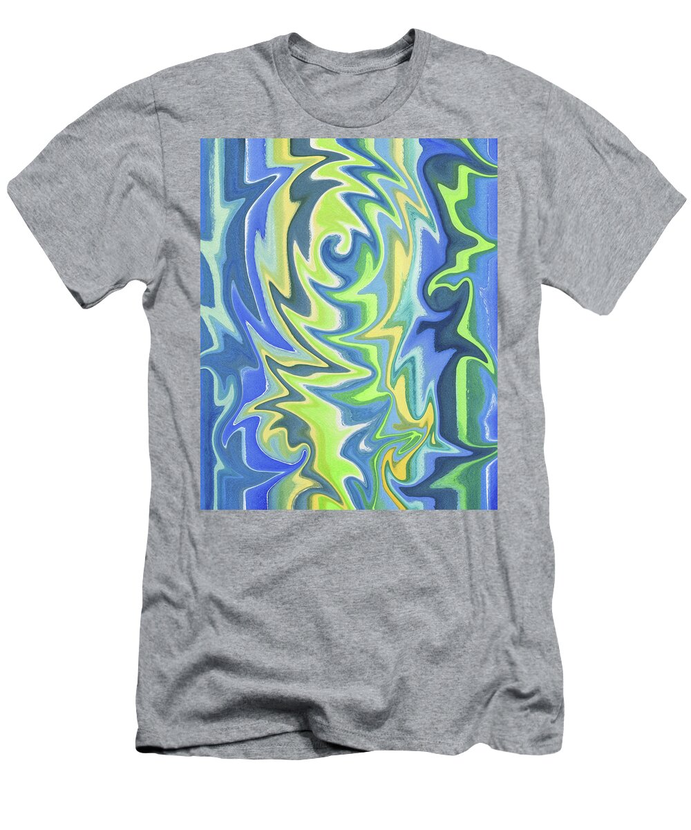 Abstract T-Shirt featuring the painting Organic Abstract Swirls Cool Blues by Irina Sztukowski