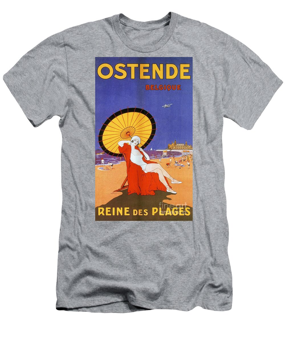Ostend T-Shirt featuring the digital art Ostend Queen of beaches jazz age by Heidi De Leeuw