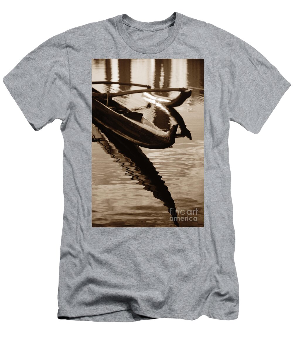 Abstract T-Shirt featuring the photograph Outrigger Canoe - Sepia by Dana Edmunds - Printscapes