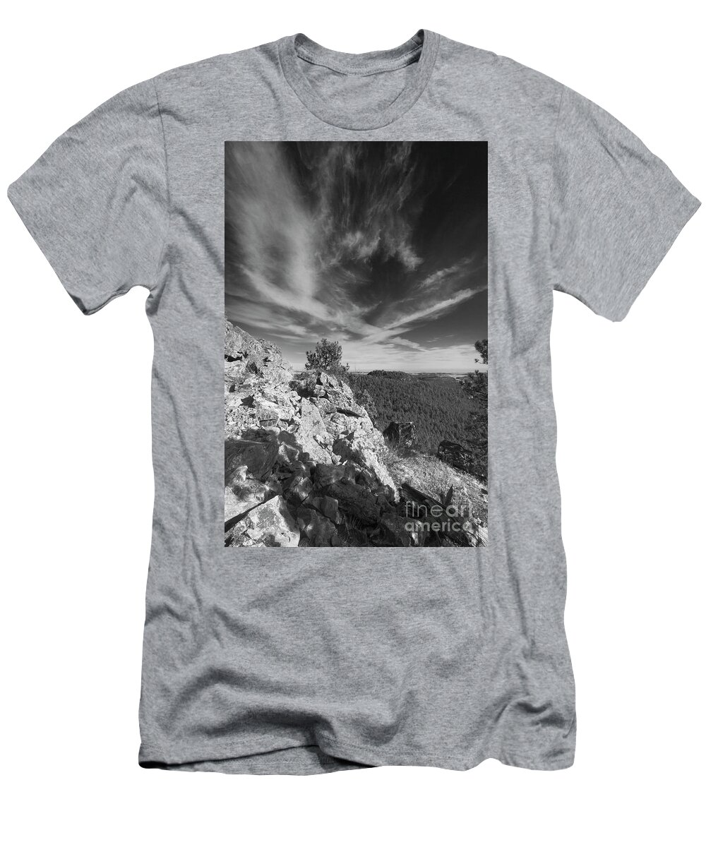 Black And White T-Shirt featuring the photograph Over the Hills by Steve Triplett