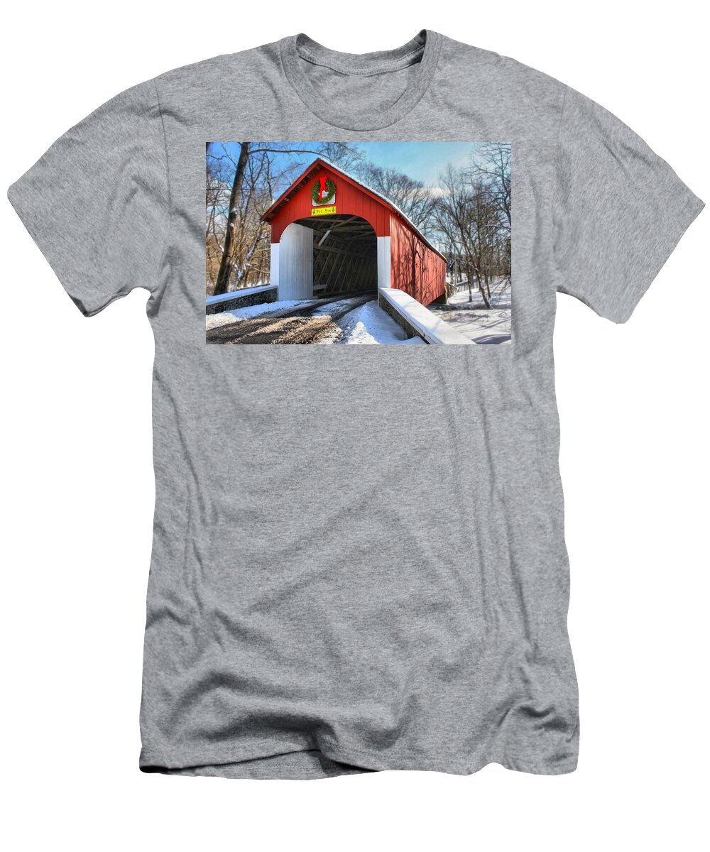 Covered Bridge T-Shirt featuring the photograph Over the River and Through the Woods by DJ Florek
