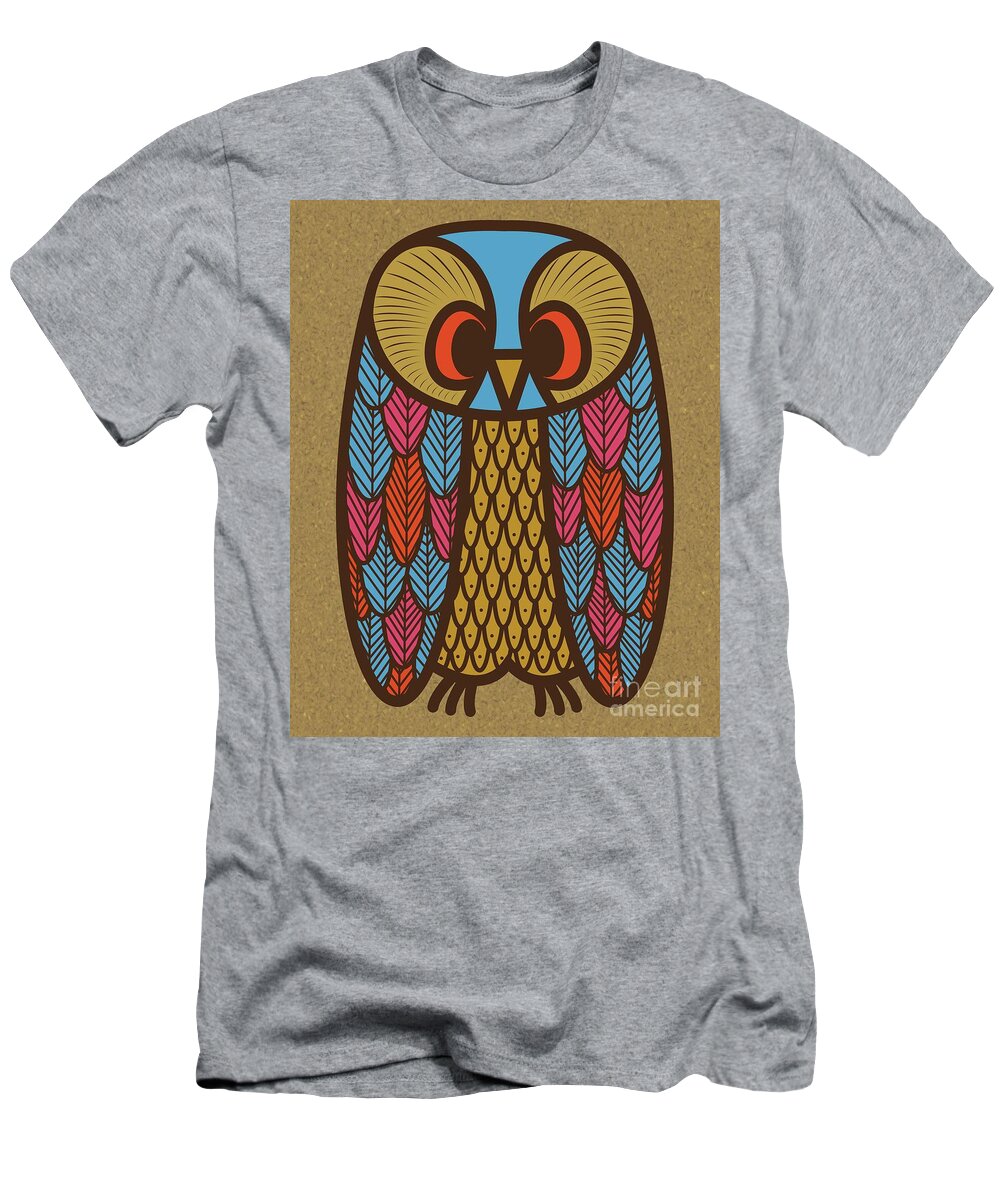Mid Century Modern T-Shirt featuring the digital art Owl 1 by Donna Mibus