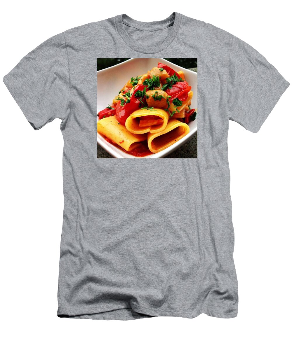 Food T-Shirt featuring the photograph Paccheri Pasta With Porcini Mushrooms by Alessia Golosipeccatifoodblog