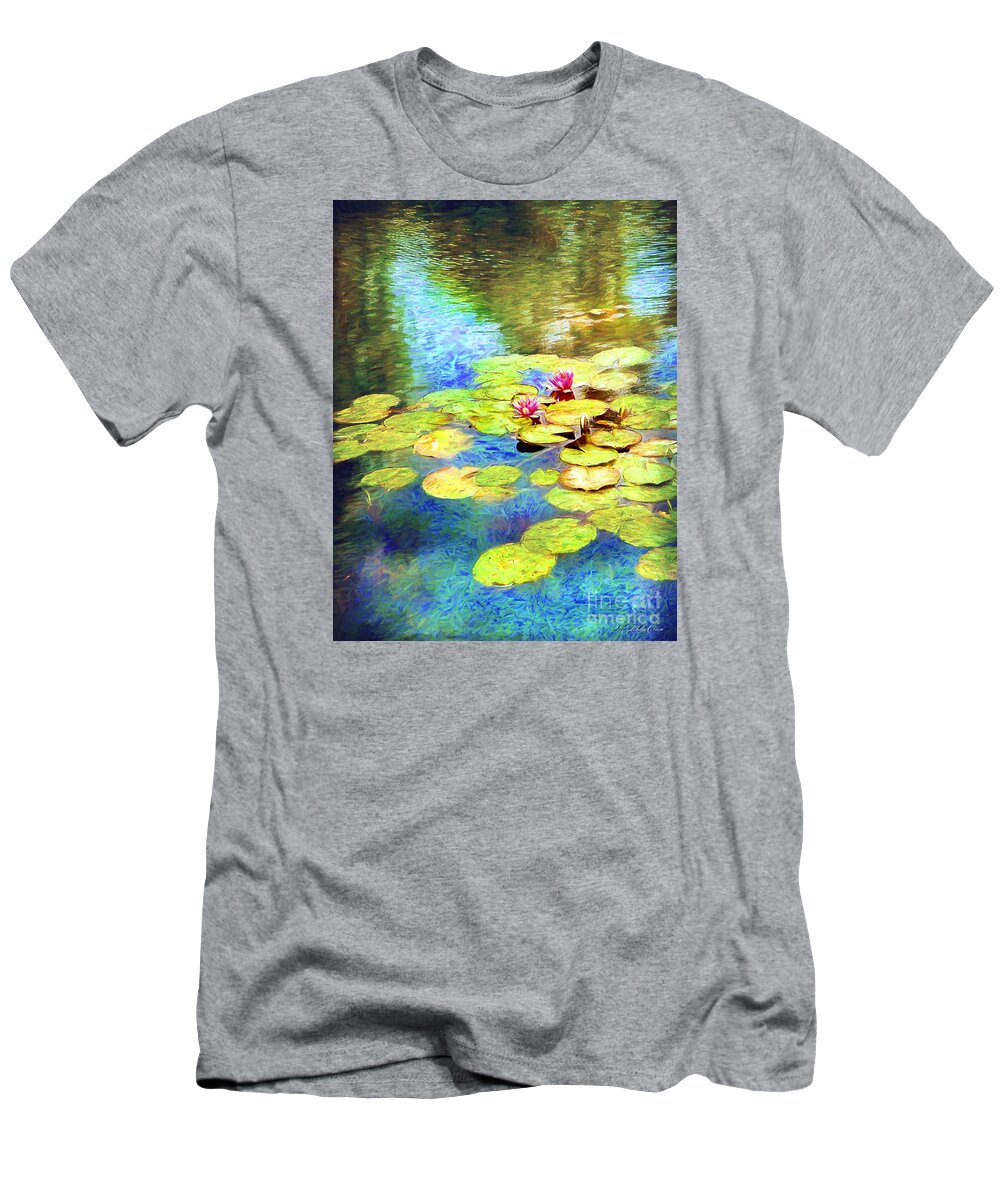 Lilypad T-Shirt featuring the digital art Painted lilypads by Linda Olsen