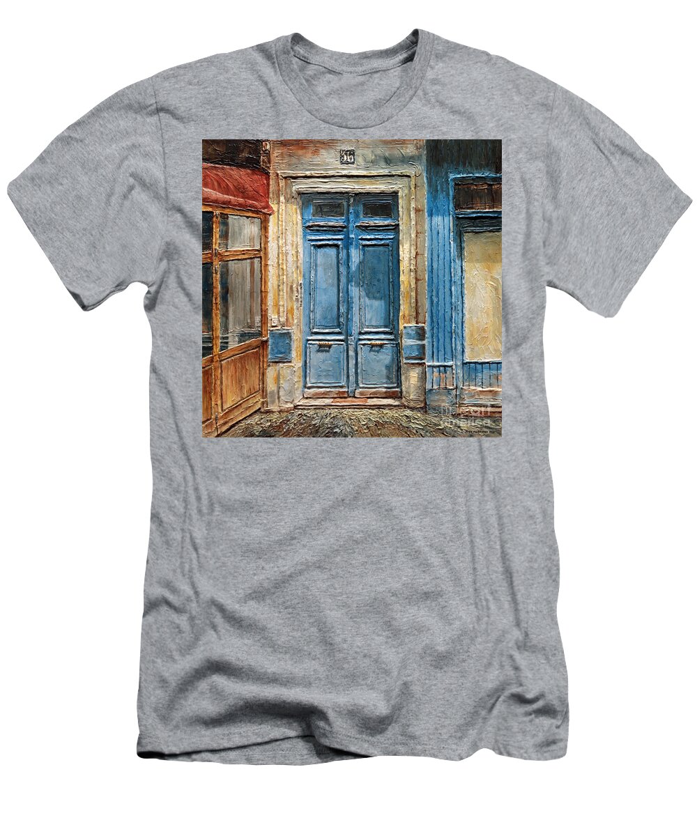 Parisian Doors T-Shirt featuring the painting Parisian Door No.36 by Joey Agbayani