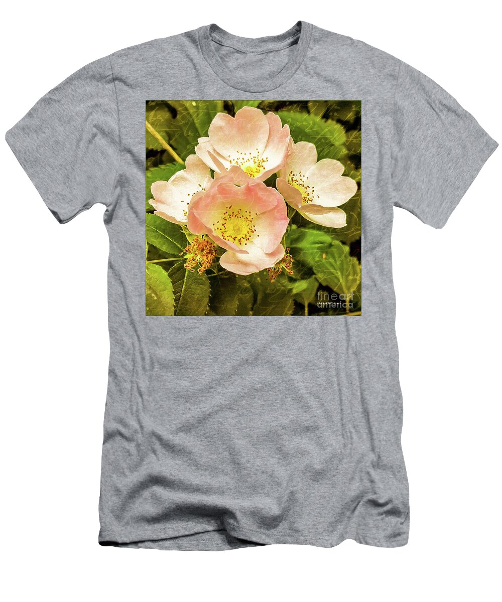 Mona Stut T-Shirt featuring the digital art Past And Present Roses by Mona Stut