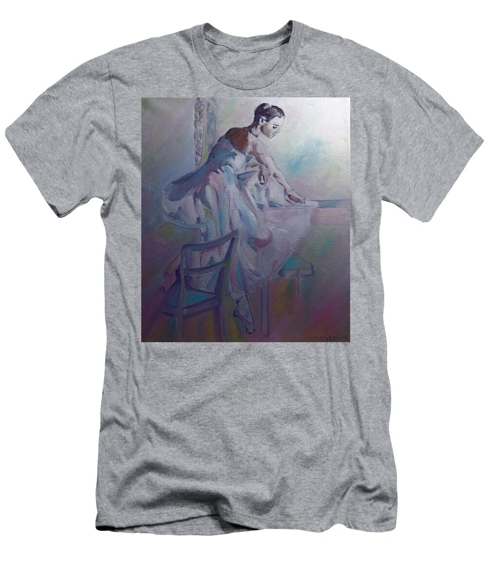 Portrait T-Shirt featuring the painting Pastel Ballerina by James Henderson