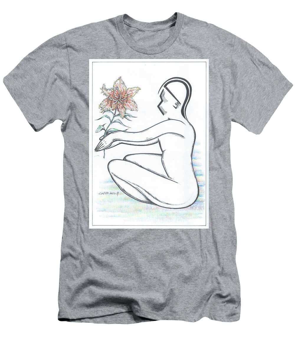 Figurative Art T-Shirt featuring the drawing Peace by Giovanni Caputo