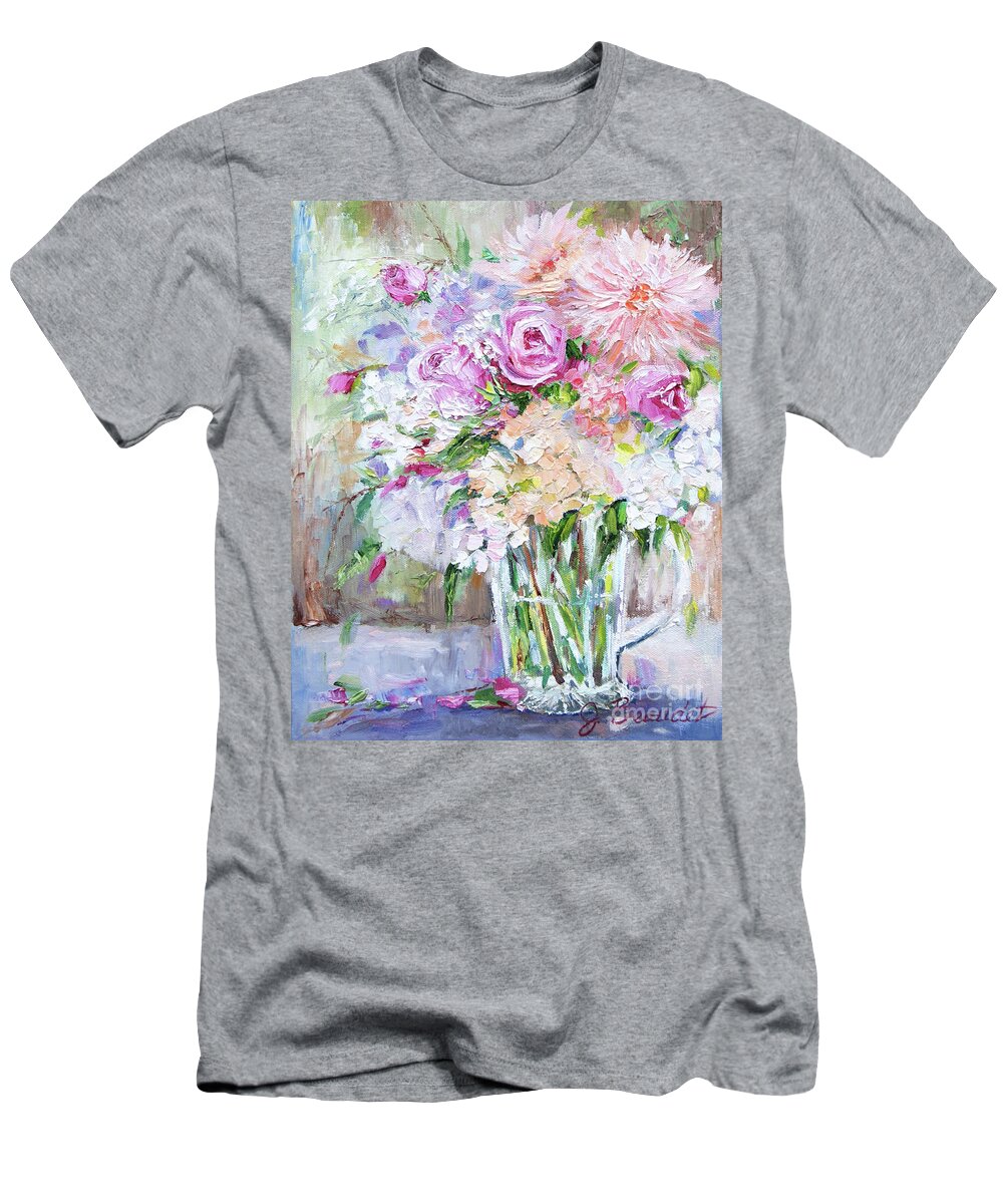 T-Shirt featuring the painting Peach and Pink Bouquet by Jennifer Beaudet