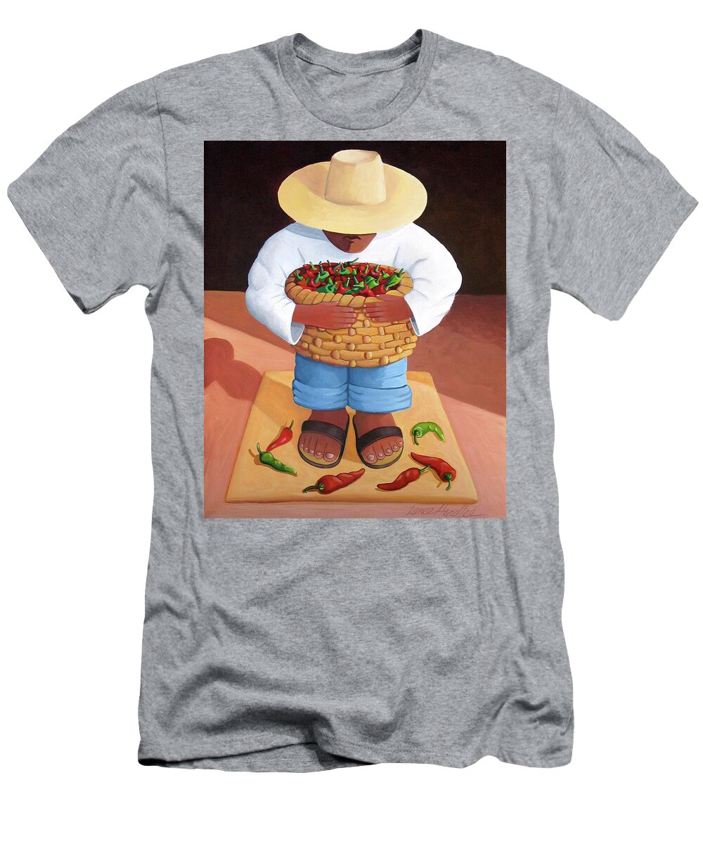 Mexican T-Shirt featuring the painting Pepper Boy by Lance Headlee