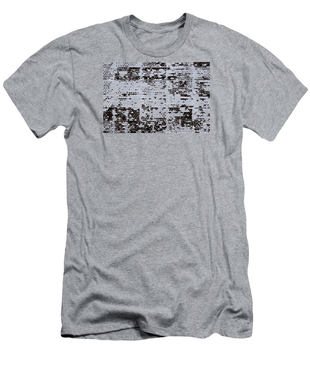 Grain Bin Perforate Perforated Metal Sheet Farm Black White Monochrome T-Shirt featuring the photograph Perforated Texture 7322 by Ken DePue