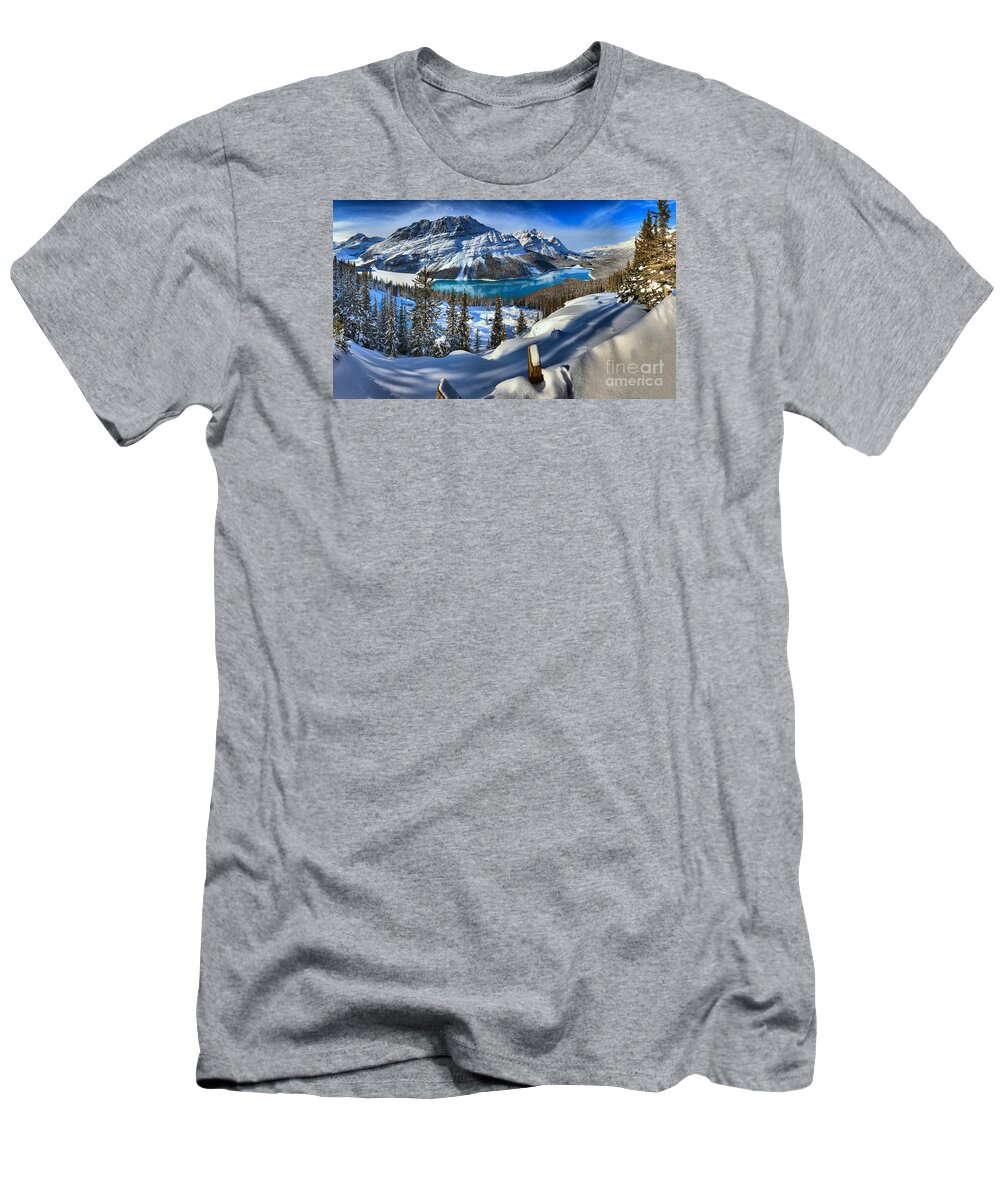 Peyto T-Shirt featuring the photograph Peyto Lake Winter Paradise by Adam Jewell