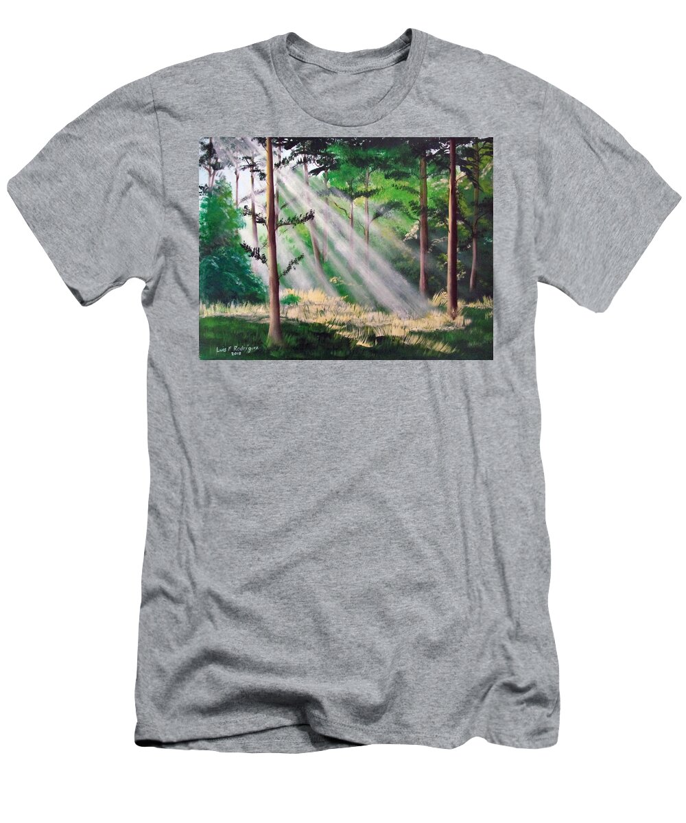 Forest T-Shirt featuring the painting Phosphorescent Forest by Luis F Rodriguez