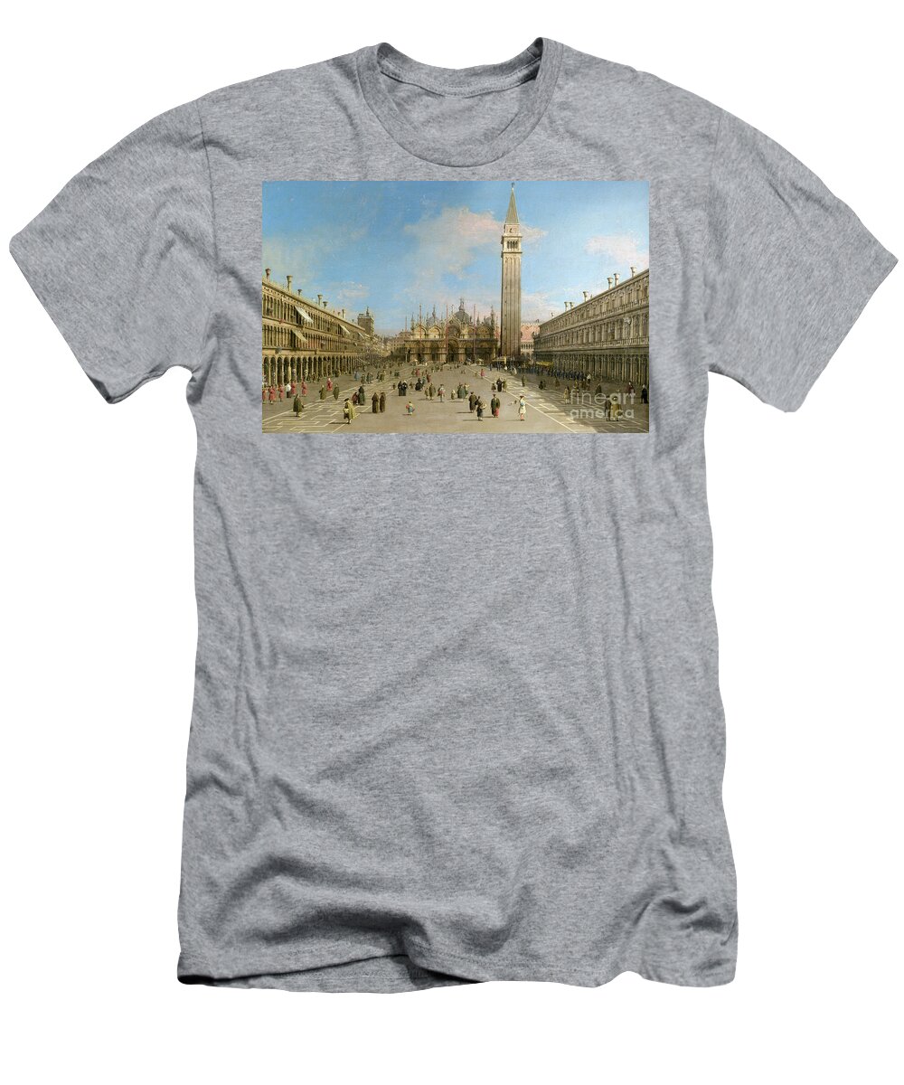 Canaletto T-Shirt featuring the painting Piazza San Marco looking towards the Basilica di San Marco by Canaletto