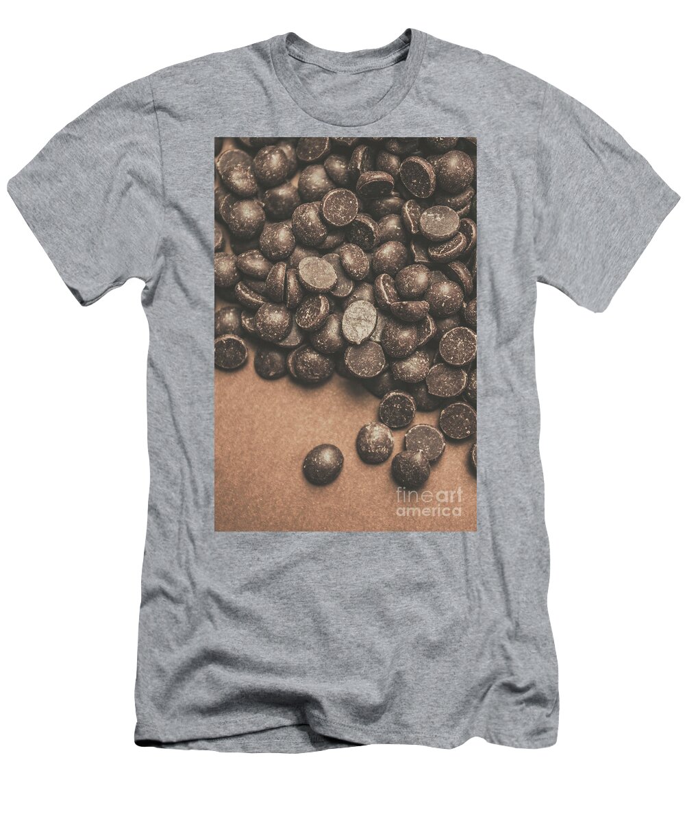 Chocolate T-Shirt featuring the photograph Pile of chocolate chip chunks by Jorgo Photography