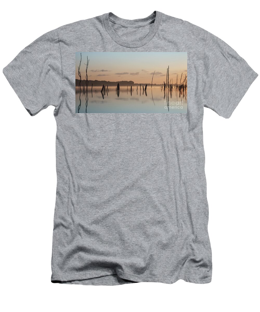 (calm Or Still) T-Shirt featuring the photograph Pink and Blue Skies by Debra Fedchin