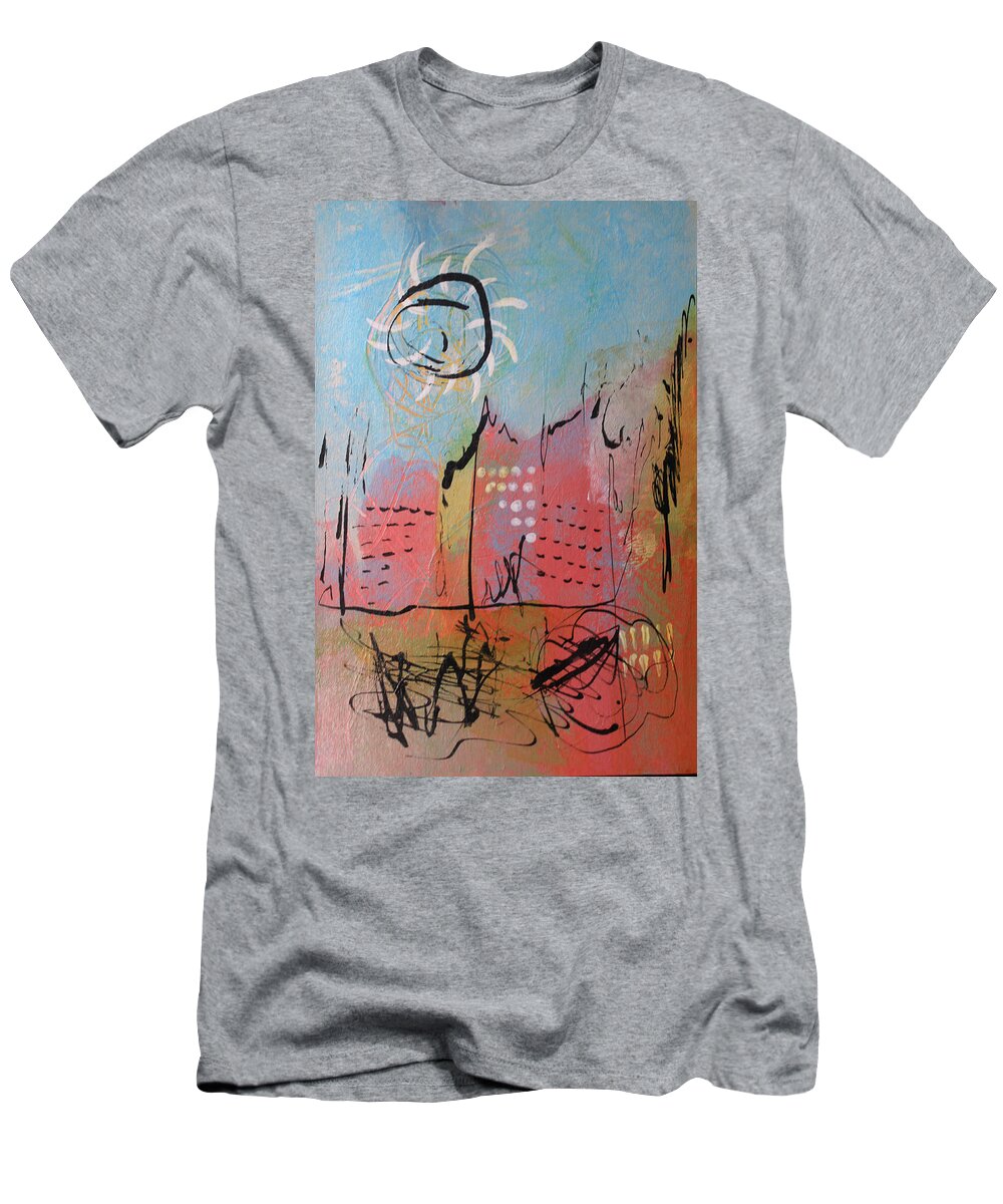 Gold T-Shirt featuring the painting Pink City by April Burton