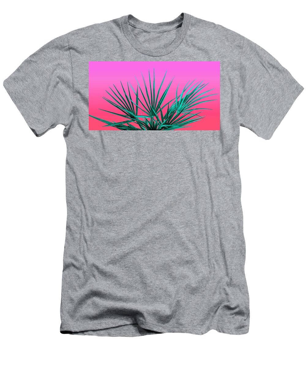 Vaporwave T-Shirt featuring the photograph Pink Palm Life - Miami Vaporwave by Jennifer Walsh