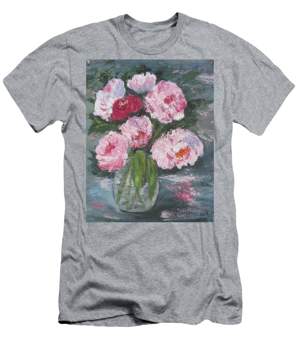 Painting T-Shirt featuring the painting Pink Peonies by Paula Pagliughi