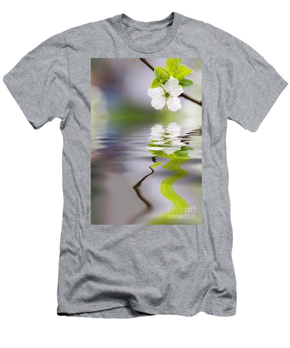 Background T-Shirt featuring the photograph Plum tree blooming by Kati Finell