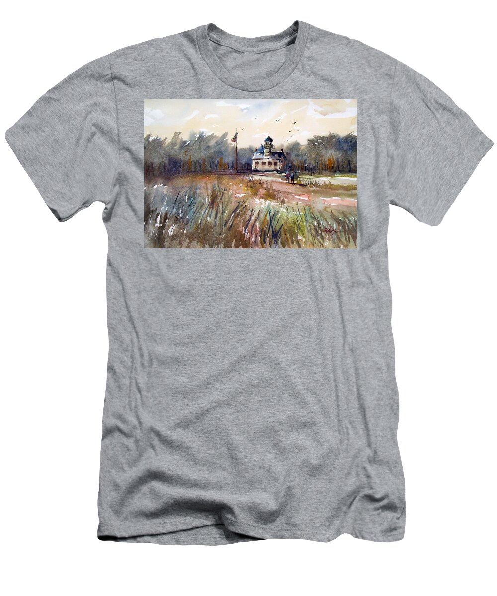 Watercolor T-Shirt featuring the painting Point Pinos Lighthouse by Ryan Radke
