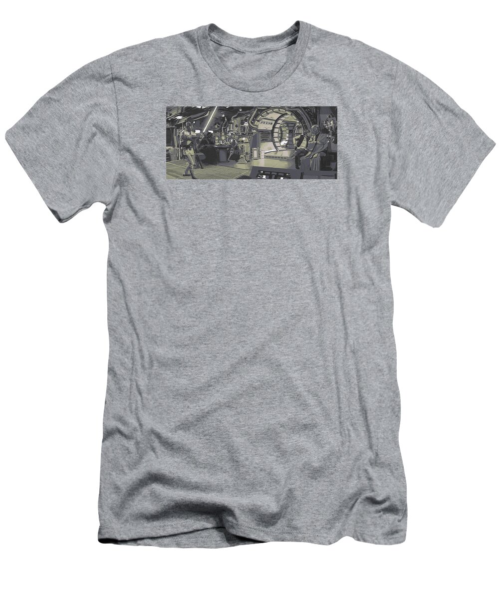 Star Wars T-Shirt featuring the digital art Pondering Chewie's Next Move by Kurt Ramschissel