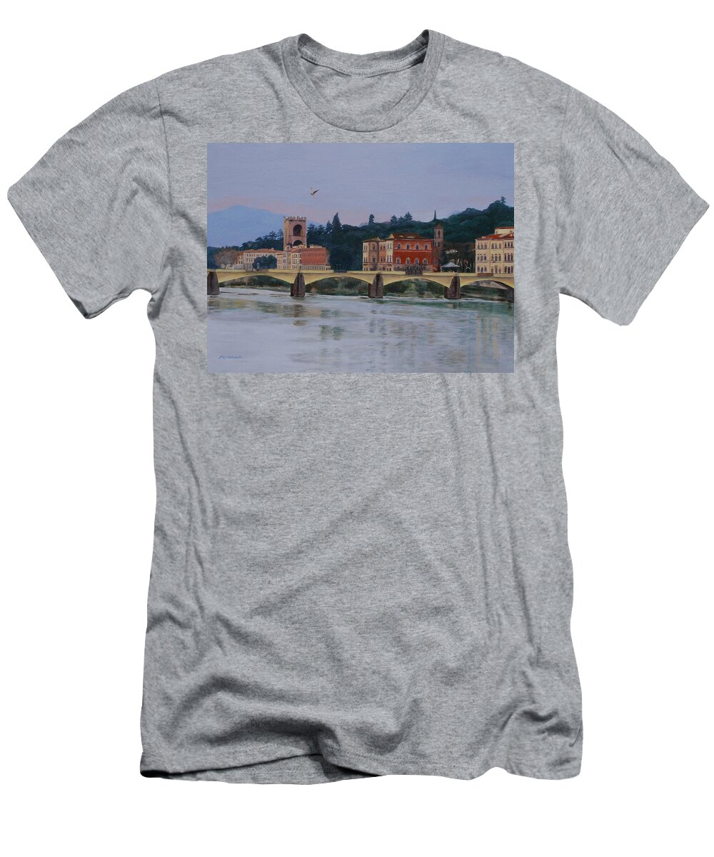 Acrylic T-Shirt featuring the painting Ponte Vecchio landscape by Lynne Reichhart