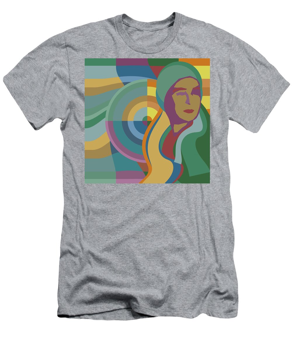 Tencc T-Shirt featuring the digital art Pop Orphiste - Sonia Delaunay Portrait by Big Fat Arts