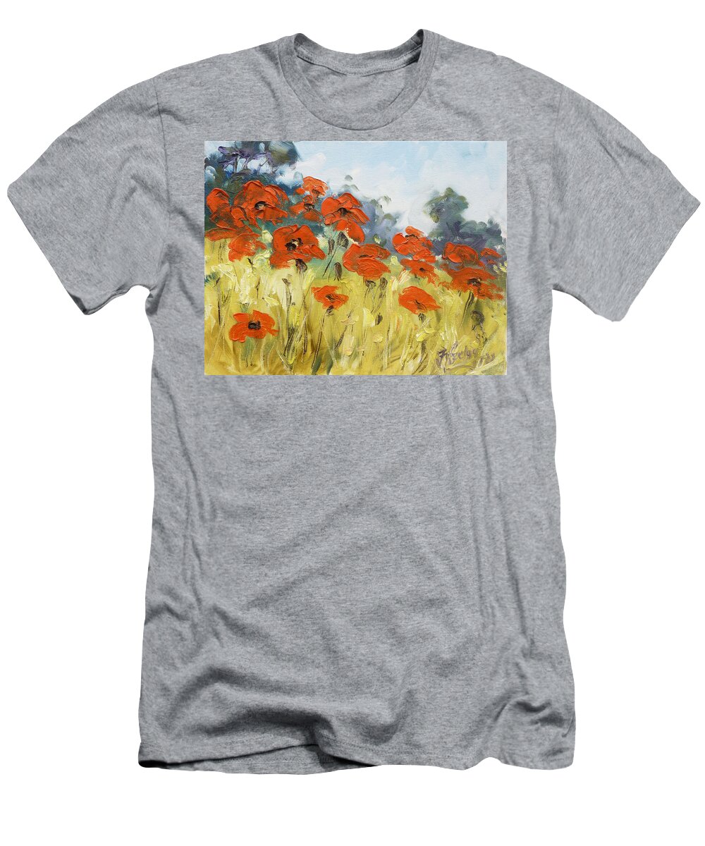 Poppies T-Shirt featuring the painting Poppies 3 by Irek Szelag