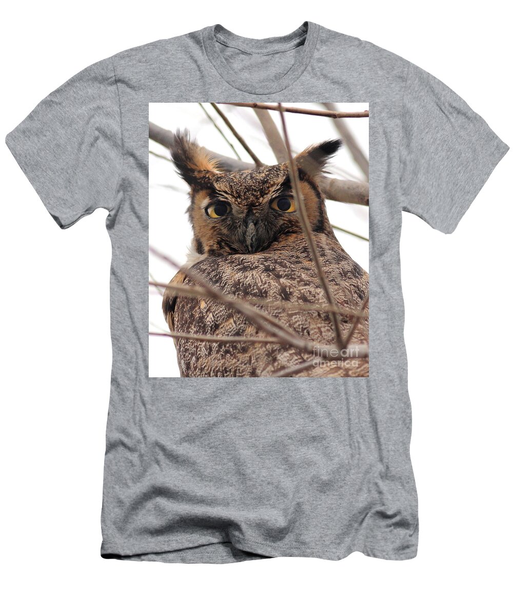 Bird T-Shirt featuring the photograph Portrait of a Great Horned Owl by Wingsdomain Art and Photography