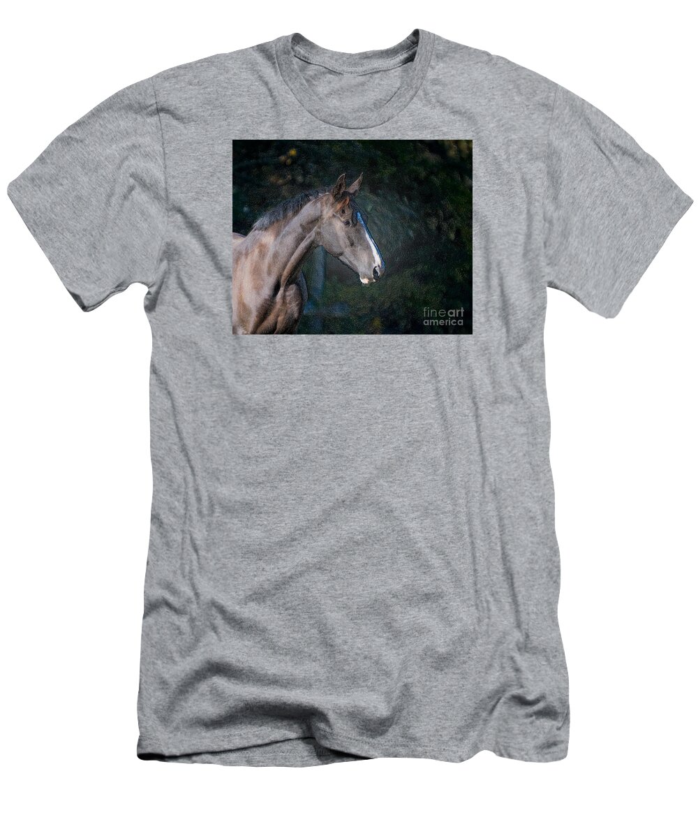 Head Shot Of A Horse T-Shirt featuring the photograph Portrait of A Horse by Jim Calarese