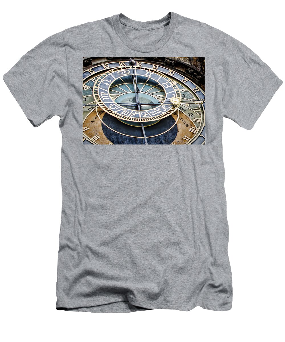 Prague Astronomical Clock T-Shirt featuring the photograph Prague Astronomical Clock by Heather Applegate