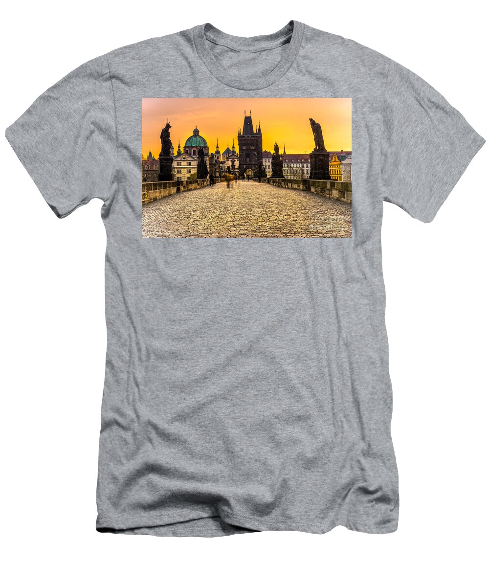 Czech T-Shirt featuring the photograph Prague - Charles Bridge - Czech Republic by Luciano Mortula