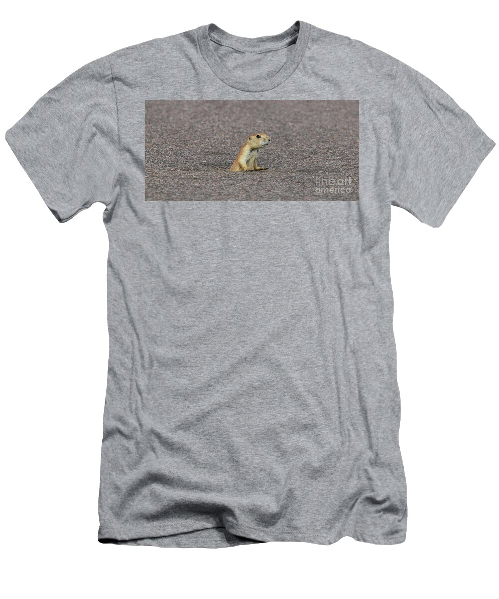 Prairie Dog T-Shirt featuring the photograph Prairie Dog in Hole in Road 0024 by Jack Schultz