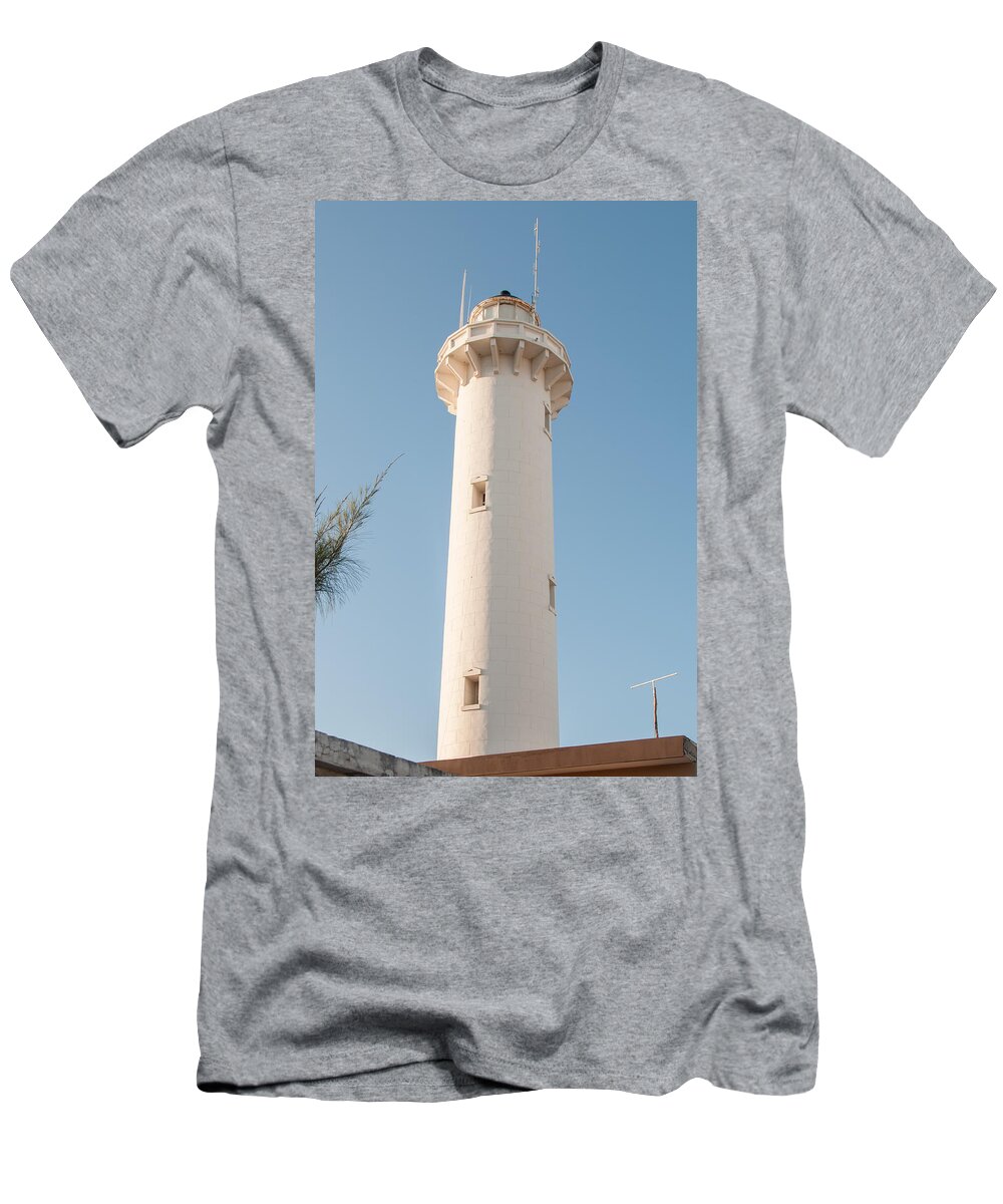 Mexico Yucatan T-Shirt featuring the digital art Progresso Lighthouse tower by Carol Ailles
