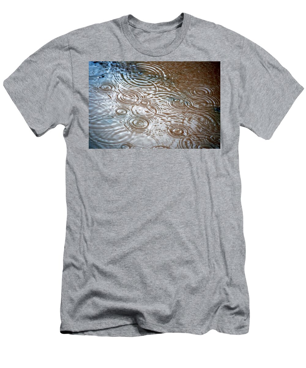 Rain T-Shirt featuring the photograph Puddle Patterns by Gwyn Newcombe