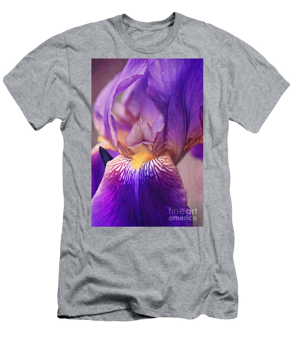 Purple Bearded Iris T-Shirt featuring the photograph Purple Bearded Iris Wall Art by Gwen Gibson