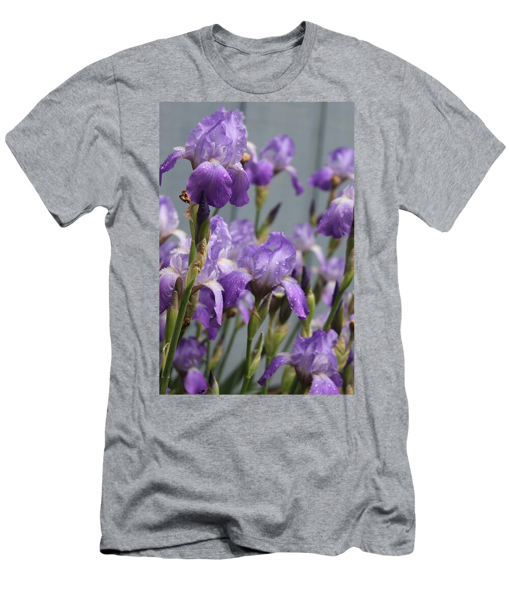 Purple Iris T-Shirt featuring the photograph Purple Irises by Lauri Novak