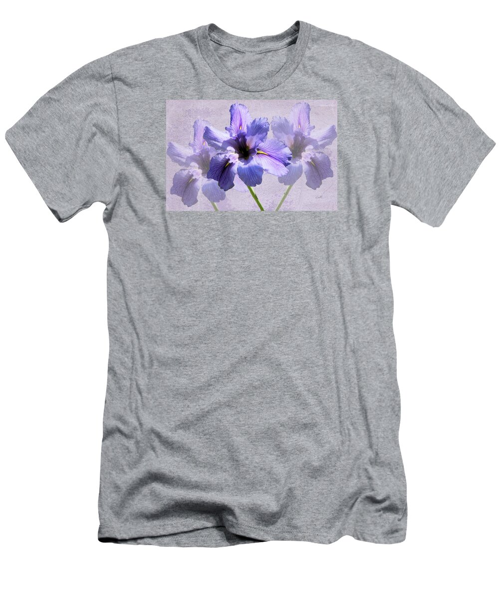 Iris T-Shirt featuring the photograph Purple Irises by Rosalie Scanlon