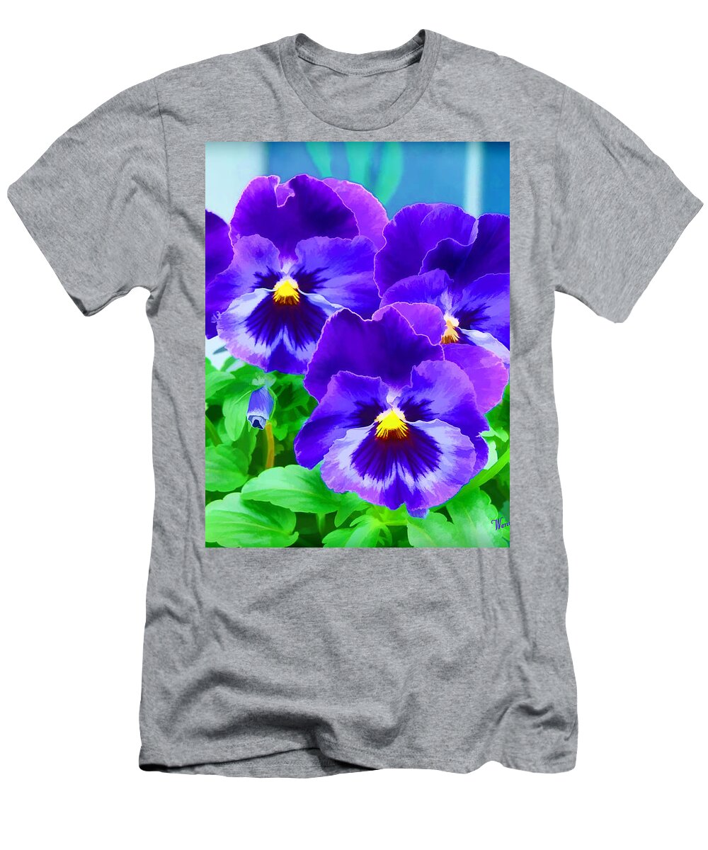 Pansies T-Shirt featuring the photograph Purple Pansies by Wendy McKennon