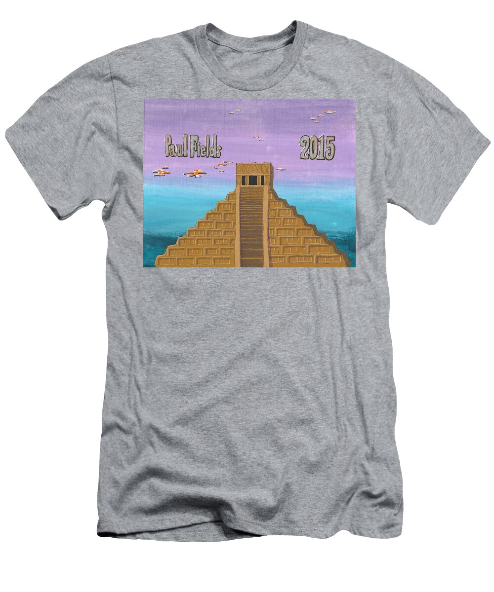 Aztec T-Shirt featuring the painting Pyramid by Paul Fields