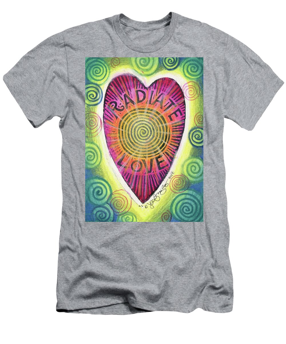 Love T-Shirt featuring the mixed media Radiate Love by Jennifer Mazzucco