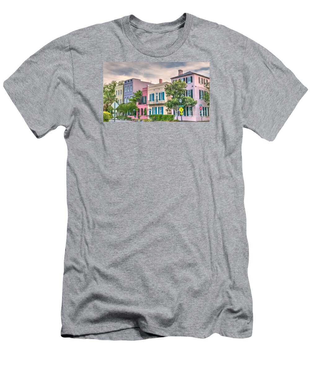 Rainbow Row T-Shirt featuring the photograph Rainbow Row Charleston South Carolina by Dale Powell