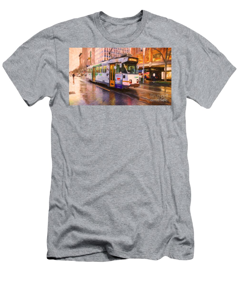 Melbourne T-Shirt featuring the painting Rainy Day Melbourne by Chris Armytage