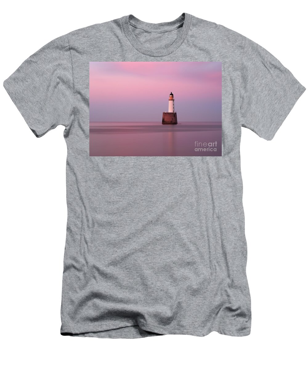 Rattray Head T-Shirt featuring the photograph Rattray Head Lighthouse at Sunset - Pink Sunset by Maria Gaellman